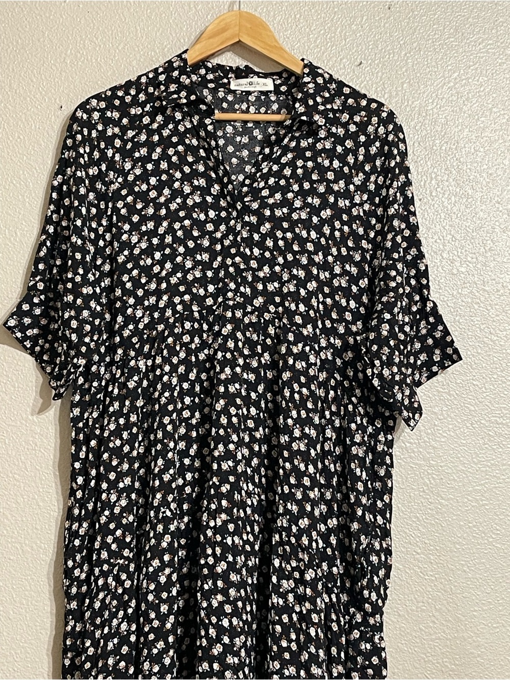 Natural Life Rebecca Midi Dress Floral Black With Cream Roses - Picture 3 of 14